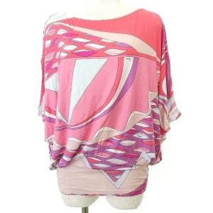 プッチ柄 カットソー ドルマン 五分袖 ストレッチ トップス イタリア製 国内正規 40 Mサイズ相当 ピンク IBO39