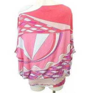 Emilio Pucci プッチ柄 カットソー ドルマン 五分袖 ストレッチ トップス イタリア製 国内正規 40 Mサイズ相当 ピンク IBO39
