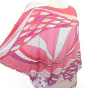 Emilio Pucci プッチ柄 カットソー ドルマン 五分袖 ストレッチ トップス イタリア製 国内正規 40 Mサイズ相当 ピンク IBO39