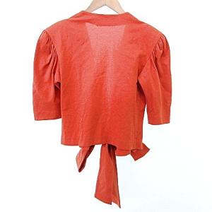 YVES SAINT LAURENT 90s セットアップ ひざ丈 スカート ノーカラー ジャケット  ヴィンテージ M オレンジ IBO39