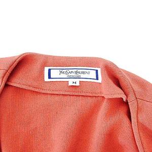 YVES SAINT LAURENT 90s セットアップ ひざ丈 スカート ノーカラー ジャケット  ヴィンテージ M オレンジ IBO39