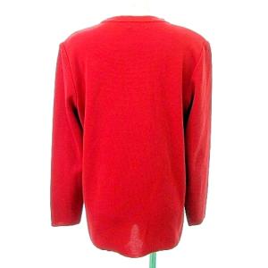 YVES SAINT LAURENT ヴィンテージ ニット カーディガン 金ボタン Vネック YSL刺繍 M 赤 レッド IBO39 A0511