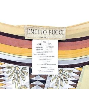 Emilio Pucci ブラウス 半袖 シルク スカーフ柄 ボートネック シフォン TU FREE イエロー