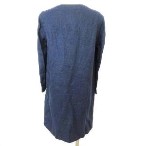 Ermanno Scervino ノーカラー コート リネンニット パンチング刺繍 ジャケット 38 Sサイズ 紺 ネイビー IBO39