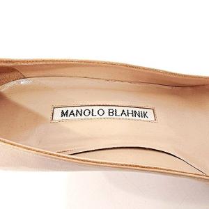 MANOLO BLAHNIK パンプス レザー ポインテッドトゥ キトゥンヒール 34 22cm ベージュ IBO39