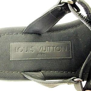 LOUIS VUITTON サンダル パンチングロゴ レザー ストラップ UK6 黒 