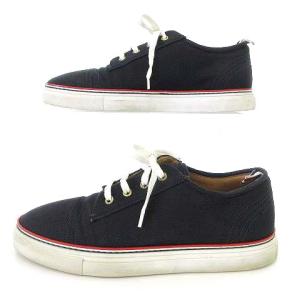 THOM BROWNE キャンバス スニーカー ローカット トリコロールタブ イタリア製 US8.5 26.5cm 紺 ネイビー IBO39