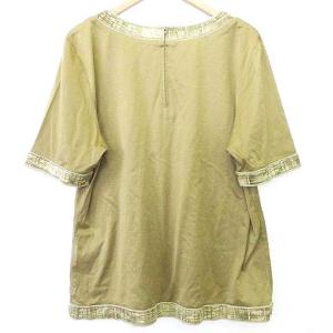 LEONARD Fashion 半袖 カットソー 柄トリム トップス LL ベージュ IBO39