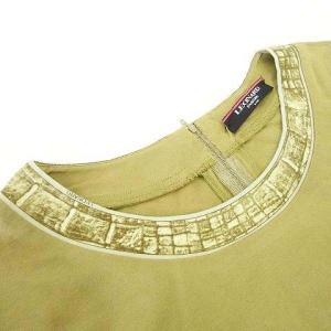 LEONARD Fashion 半袖 カットソー 柄トリム トップス LL ベージュ IBO39