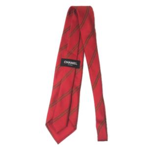 CHANEL ネクタイ レギュラータイ シルク チェーン柄 赤 レッド NGA35 X