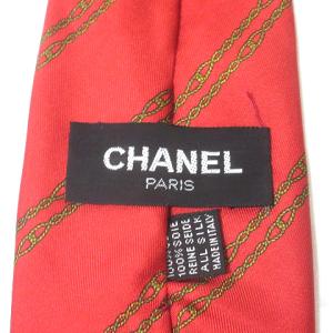 CHANEL ネクタイ レギュラータイ シルク チェーン柄 赤 レッド NGA35 X