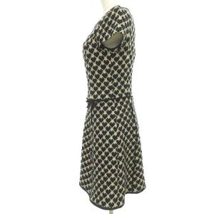 M'S GRACY ハート ニット ワンピース ひざ丈 リボン 38 ベージュ 黒 U90