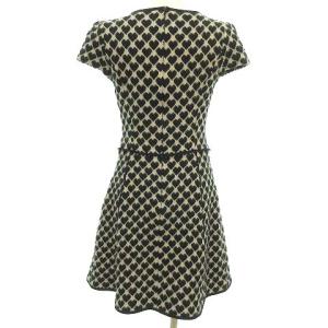 M'S GRACY ハート ニット ワンピース ひざ丈 リボン 38 ベージュ 黒 U90