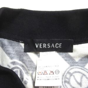 VALENTINO ポロシャツ 半袖 シルク 総柄 黒 白 ブラック ホワイト 52 EL XLサイズ相当 NGA35 X