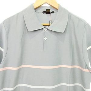 LOUIS VUITTON ポロシャツ 半袖 ボーダー LV刺繍 M グレー