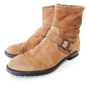 DIP DYED FOOTWEAR エンジニアブーツ ショート サイドジップ スエード レザー 8 26cm 茶 ブラウン