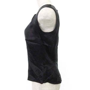 Martin Margiela 4 シルク ノースリーブ カットソー リボン トップス バックボタン ここのえ 36 黒 ブラック IBO39