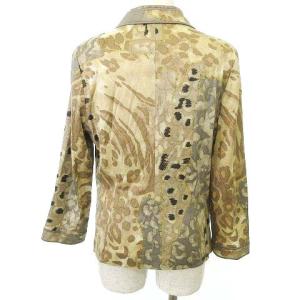 LEONARD Fashion 総柄 テーラード ジャケット 1Bシングル 薄手 L ベージュ IBO39