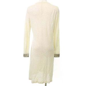 LEONARD FASHION カーディガン シルク混 ニット 花柄刺繍 ラインストーン 38 ベージュ