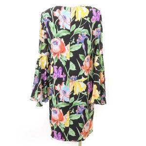 Diagram GRACE CONTINENTAL 近年 花柄 ワンピース ひざ丈 フレアスリーブ 38 黒 ブラック IBO39