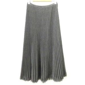 Drawer 18AW フリンジ プリーツ ニット スカート ロング 無地 ウール F グレー IBO39