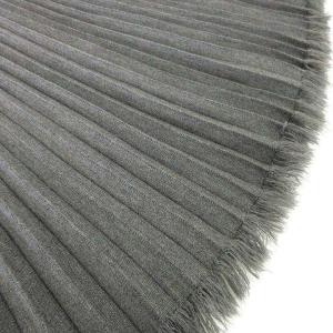 Drawer 18AW フリンジ プリーツ ニット スカート ロング 無地 ウール F グレー IBO39