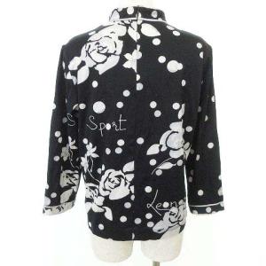 LEONARD SPORT 花柄 カットソー フラワープリント トップス カジュアル スポーツ 42 黒 ブラック IBO39