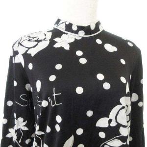 LEONARD SPORT 花柄 カットソー フラワープリント トップス カジュアル スポーツ 42 黒 ブラック IBO39