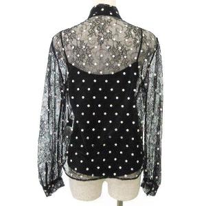 Diagram GRACE CONTINENTAL レース ドット プリント ブラウス 長袖 ボウタイ リボン シャツ インナーキャミ付き 36 黒 ブラック IBO39