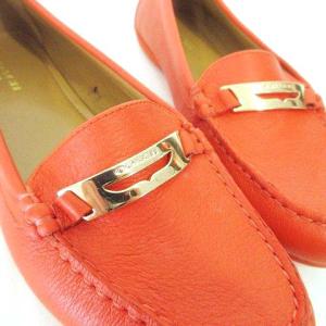 COACH オリンピア OLYMPIA レザー ローファー フラット シューズ カジュアル 24cm オレンジ IBO39