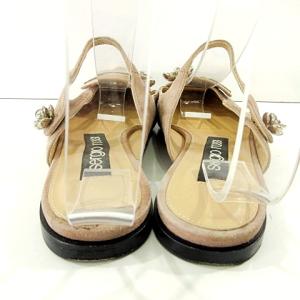 Sergio Rossi ミュール フラットシューズ ストラップ スエードレザー フラワー 花 35 22cm くすみピンク 小さいサイズ IBO39