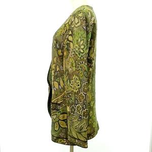 LEONARD FASHION ヴィンテージ シルク カーディガン 花 リーフ 総柄 13AR 茶系 ブラウン IBO39 A0516