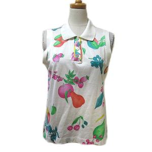 ポロシャツ ノースリーブ フルーツ柄 白 ホワイト L コットン NGA35 X