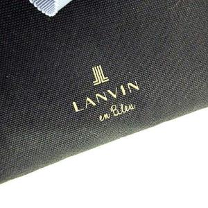 LANVIN en Bleu トートバッグ リボン 2WAY ショルダー キャンバス レザーハンドル 黒 ブラック U90