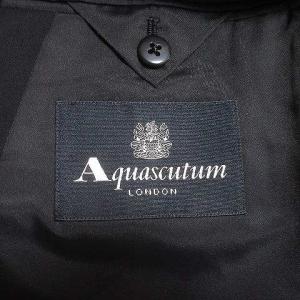 Aquascutum テーラードジャケット デザインボタン シングル 2B ウール 紺 ネイビー 96AB5 背抜き サイドベンツ 胸ポケット OKZ