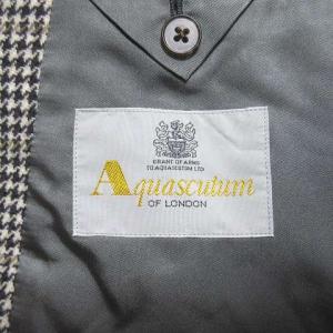Aquascutum テーラードジャケット 千鳥格子 テーラード シングル 2B ウール 黒 白 ベージュ AB6 サイドベンツ 胸ポケット OKZ
