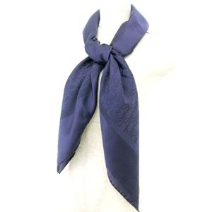 美品 スカーフ 大判 トロッター シルク 紺 ネイビー U180 A0519