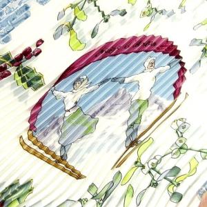 HERMES カレ90 NEIGE D'ANTAN 去年の雪 プリーツ スカーフ シルク ホワイト