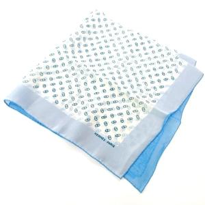 HERMES タグ付き カレ70 スカーフ シルク シェーヌダンクル 総柄 グリーン ブルー U180 A0518