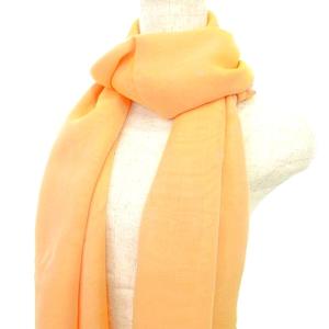 HERMES 美品 マルジェラ期 シルク ストール フリンジ H柄 オレンジ系 ソルベカラー U180 A0519