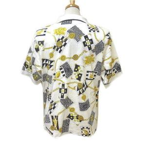 LEONARD SPORT ポロシャツ 半袖 総柄 白 ホワイト L コットン OKZ X