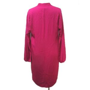 DIANE von FURSTENBERG シルク ワンピース ひざ丈 長袖 0 XSサイズ相当 キーネック マゼンタピンク AA X