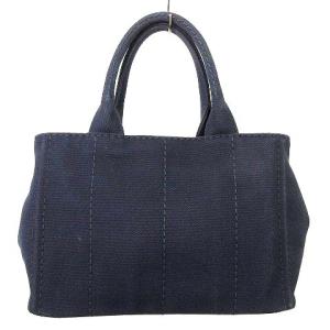 PRADA カナパ トートバッグ 2WAY ショルダー ハンドバッグ キャンバス ネイビー