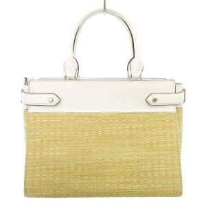 kate spade new york 美品 ステイシー ストロー サッチェル トートバッグ 2WAY ショルダー ハンドバッグ レザー かご 白 ホワイト U90