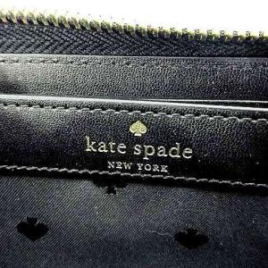 kate spade new york ラウンドジップ 長財布 レザー ネコ  ヒョウ柄 黒 ブラック U90