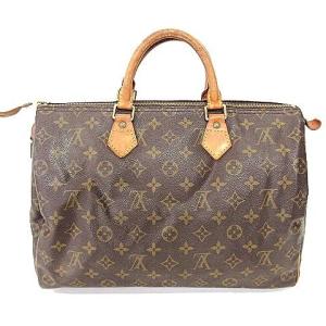 LOUIS VUITTON 90S モノグラム スピーディ35 ボストンバッグ カデナ有 レザーハンドル ヴィンテージ ブラウン