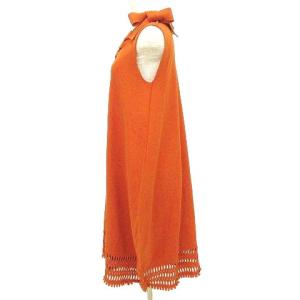 ISSEY MIYAKE 19SS ノースリーブ ニット ワンピース コクーン ネックリボン 2 オレンジ IBO40