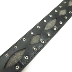 SAINT LAURENT PARIS ウエスタン ベルト レザー 皮革 カッティング デザイン カジュアル イタリア製 ブラック