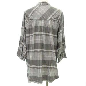 POLO RALPH LAUREN 21ss タグ付き チェック ブラウス チュニック 長袖 リボン オーバーサイズ M グレー GY09