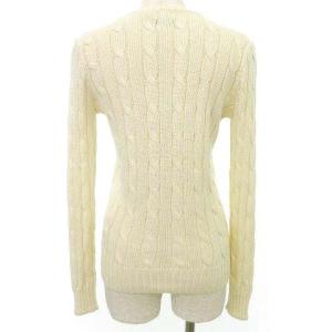 POLO RALPH LAUREN 現行タグ ケーブル ニット トップス 長袖 Vネック ピマコットン XS 白 ホワイト GY09